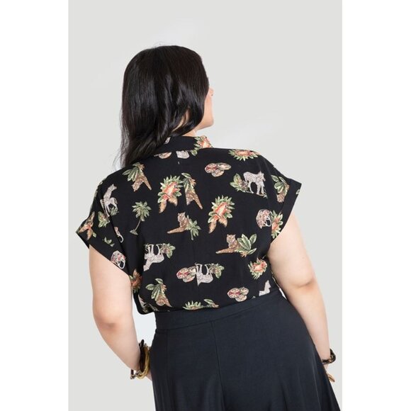 X-Small NWT Hell Bunny Messina Tropical Jungle Tiger Zebra Animal Shirt … - Picture 4 of 8